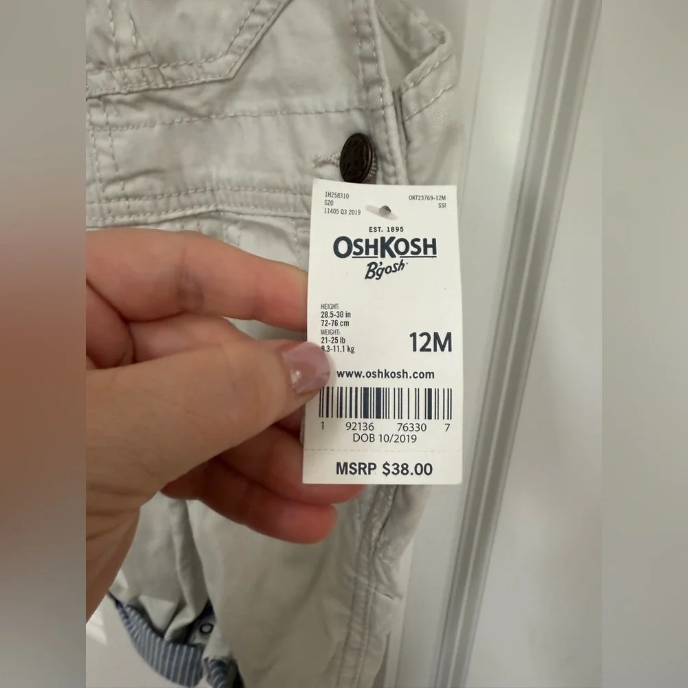 OshKosh B'gosh Cream Overalls Casual Comfort - Picture 2 of 3